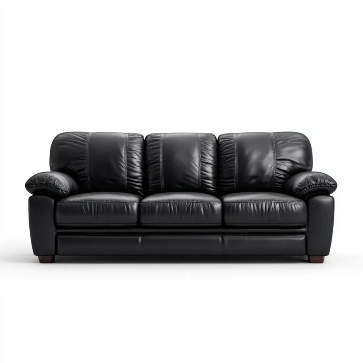 Sofa, 3- fotela czarny 210 x 90 x 95 cm ze sztuczną pokrywą PU skóry