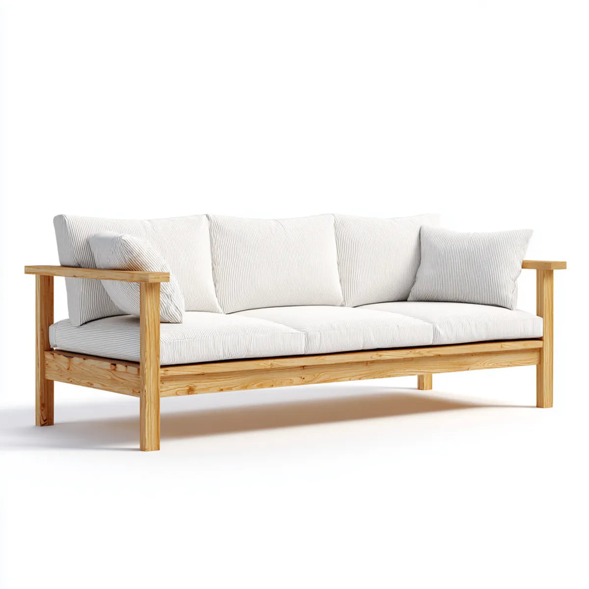 Sofa, 3 kwadratowa biała sofa w sosnie litej 200 x 80 x 75 cm prostokątna