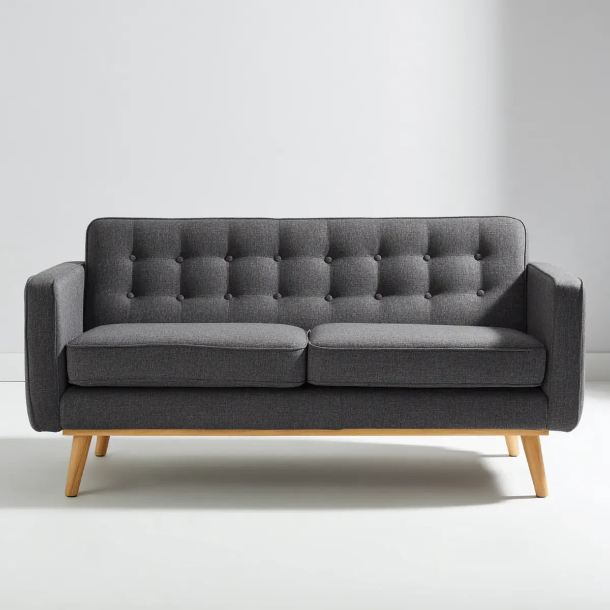 Sofa, 2 fotela szara antracyt 150 x 82 x 84 cm poliester prosty