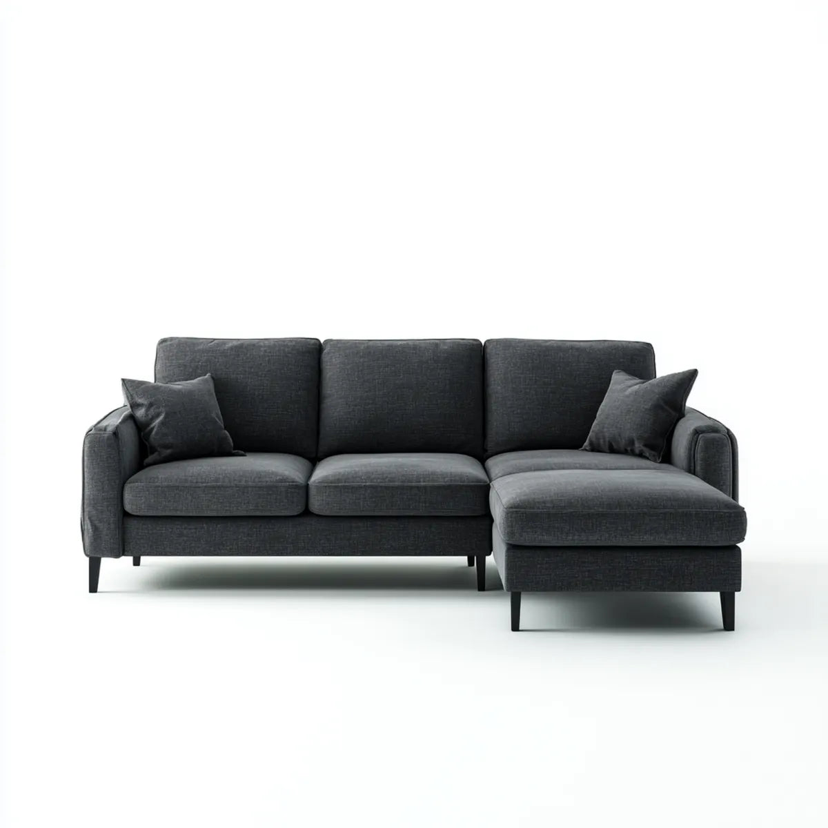 Sofa, 3 fotel prosta kanapa narożna szary antracyt 250 x 160 cm poliester z meridianem