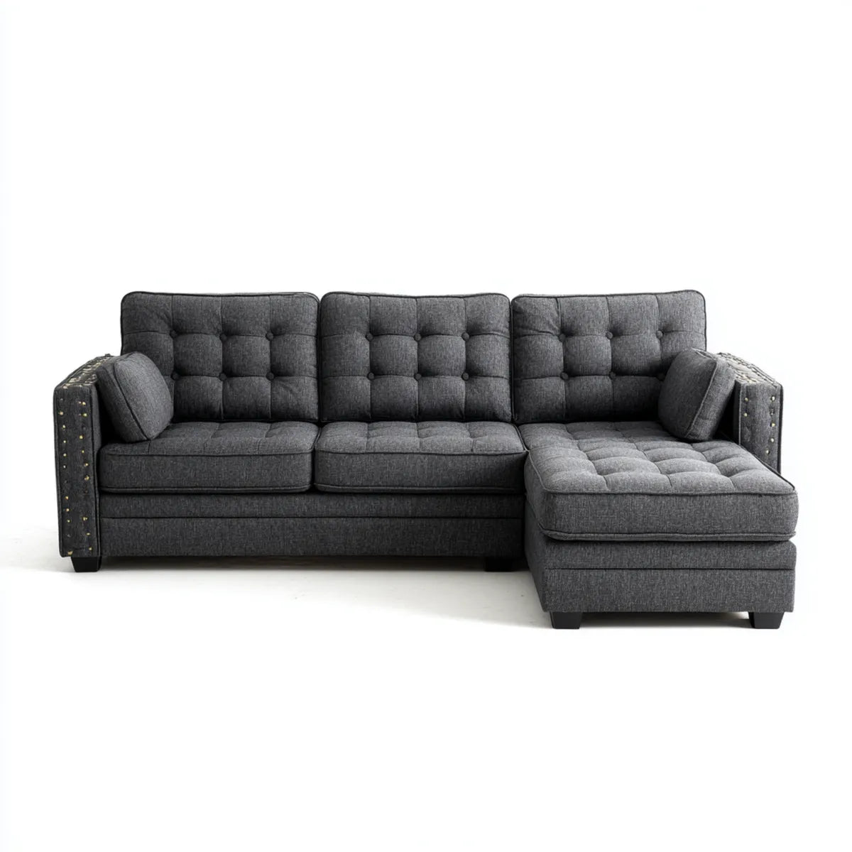 Sofa, 3 fotele rozkładana fotel szary poliester 260 x 160 x 90 cm