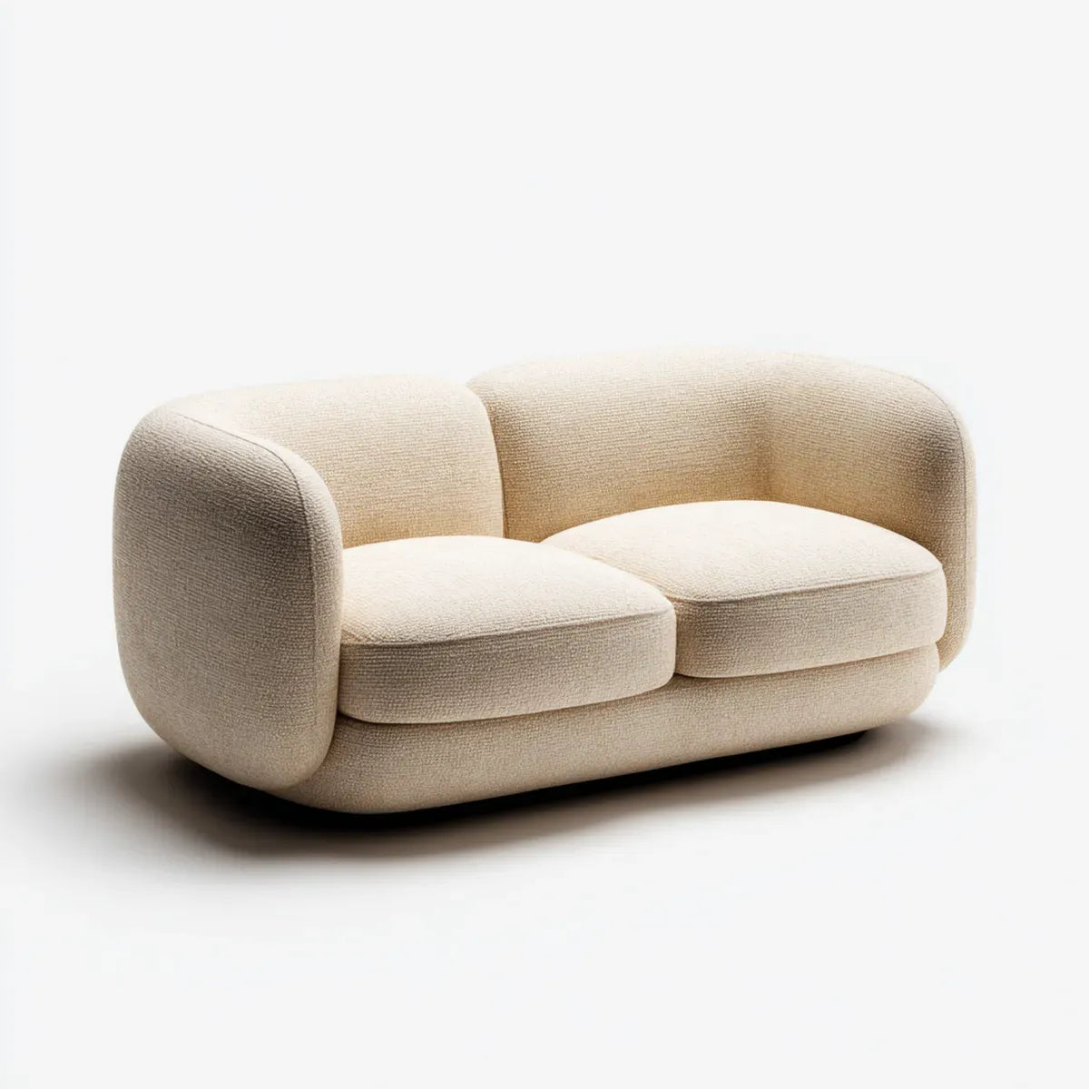 Sofa, Beżowa 2 fotelowa sofa w kręconym kształcie poliestrowym o okrągłym kształcie 180 x 95 x 72 cm