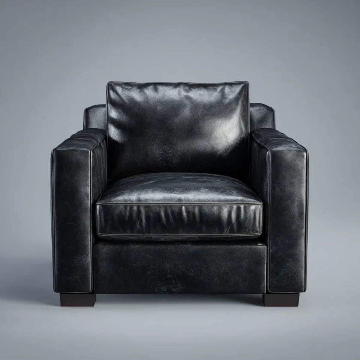Fotel, Czarne krzesło klubowe ze skóry syntetycznej PU 100 x 90 x 85 cm