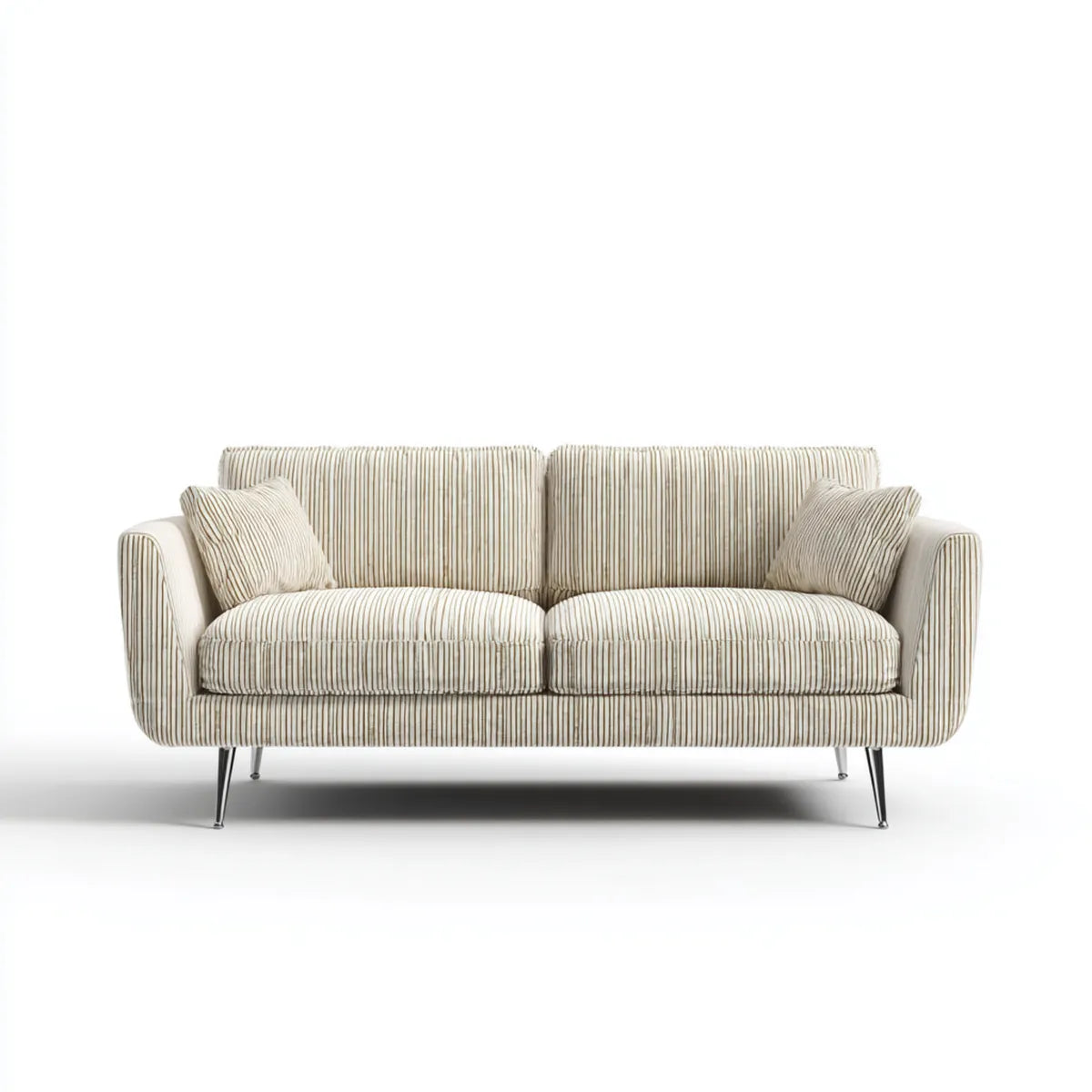 Sofa, Fotelik z podwójnym paskiem w beżowym pasku i śmietanką 160 x 85 x 88 cm w poliestrowym kształcie