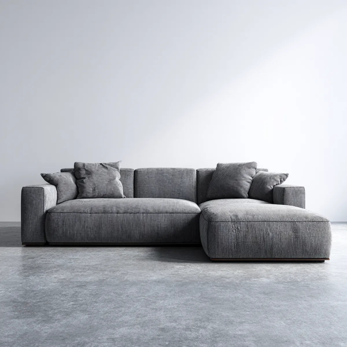 Sofa, 4 fotele w rogu rozkładana sofa szara 290 x 180 cm żebrowany poliester kształt L
