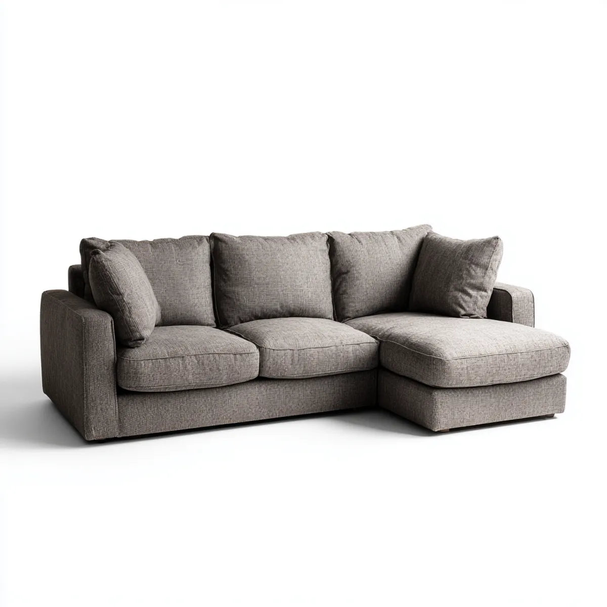 Sofa, 3 fotela szara, poliestrowa, kształt 250 x 160 x 85 cm