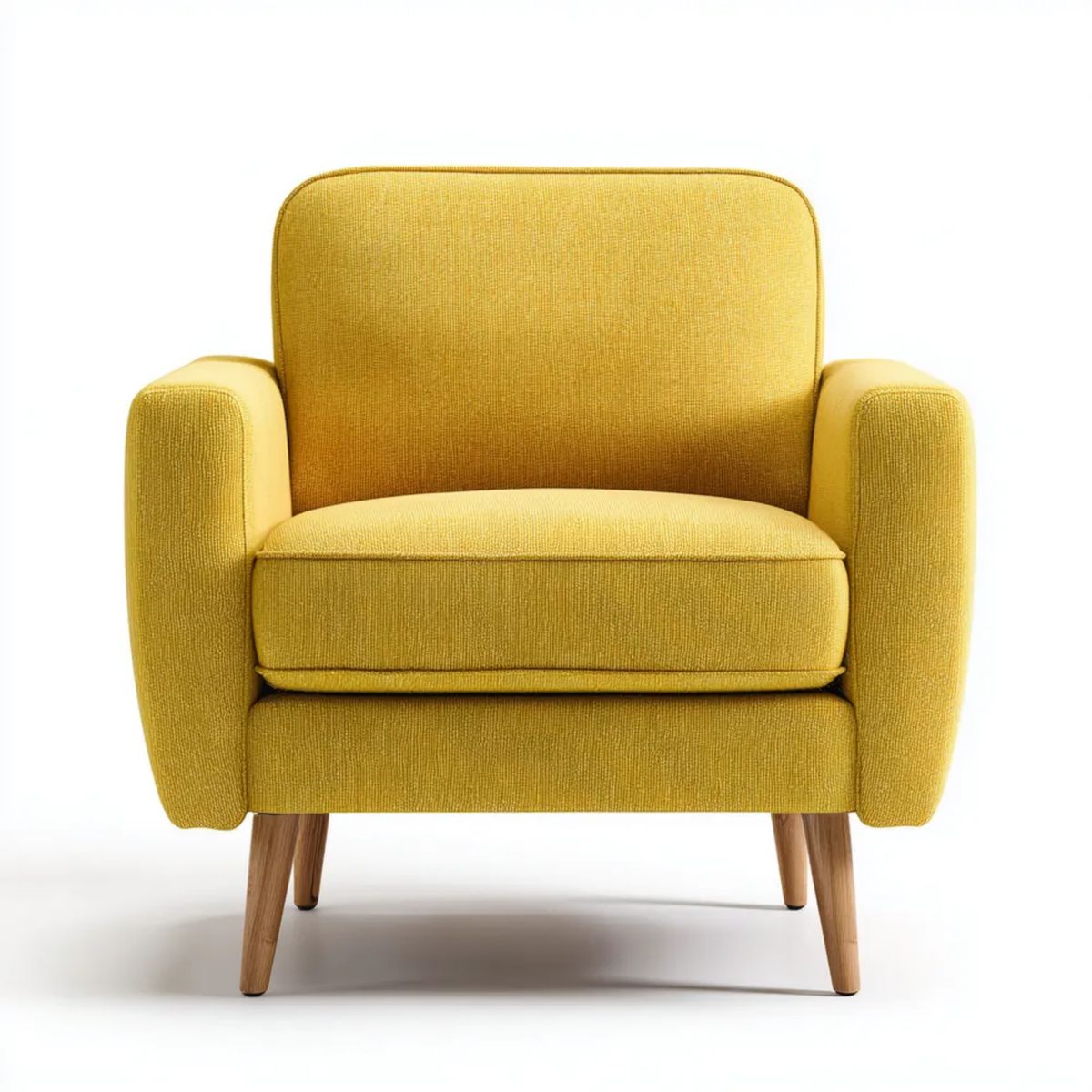 Fotel, Krzesło w kolorze żółtym, musztarda z drewnianymi nóżkami, 78 x 82 x 88 cm