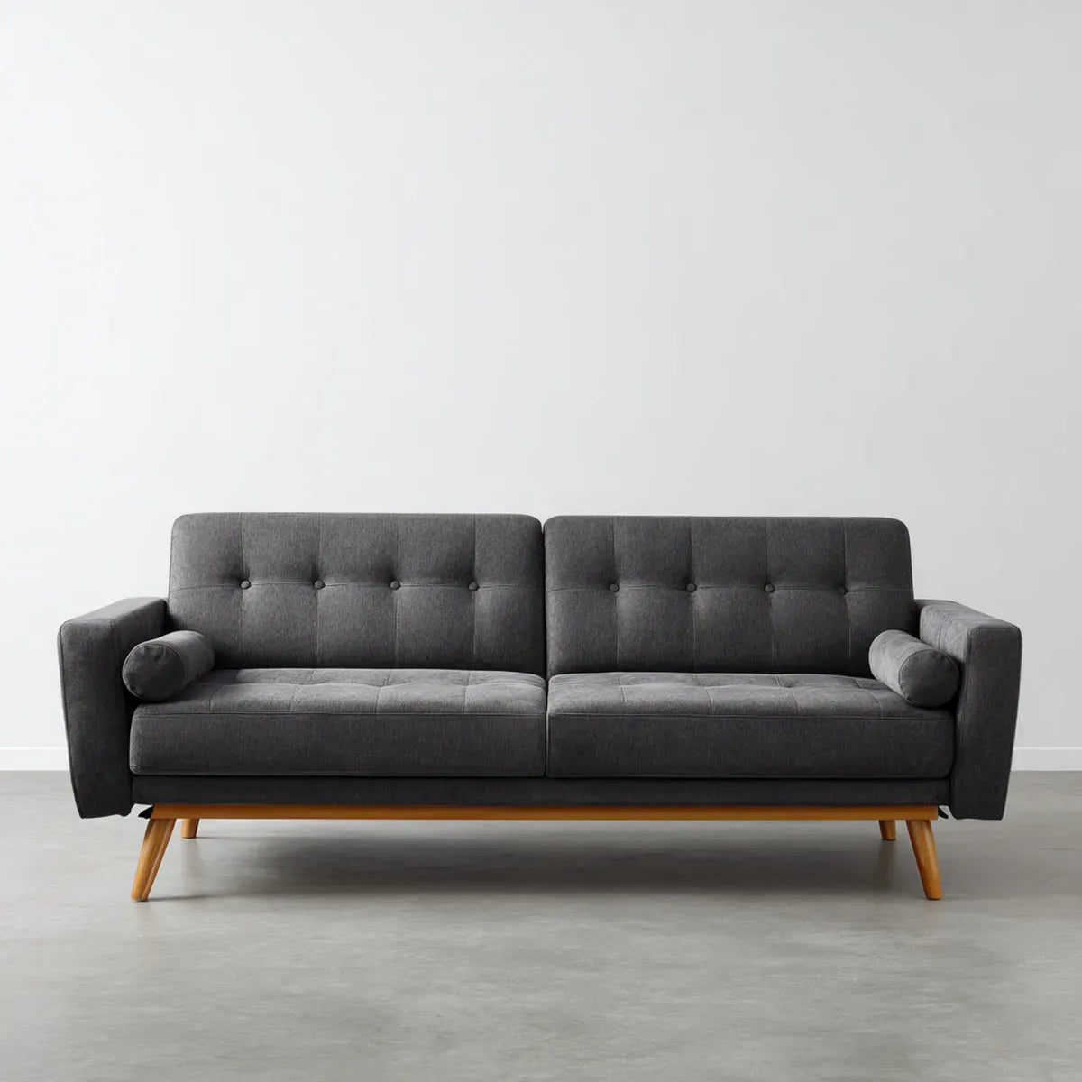 Sofa, 3-fotela ciemnoszara 220 x 86 x 86 cm tapicerka poliestrowa z gumy rama prostokątna