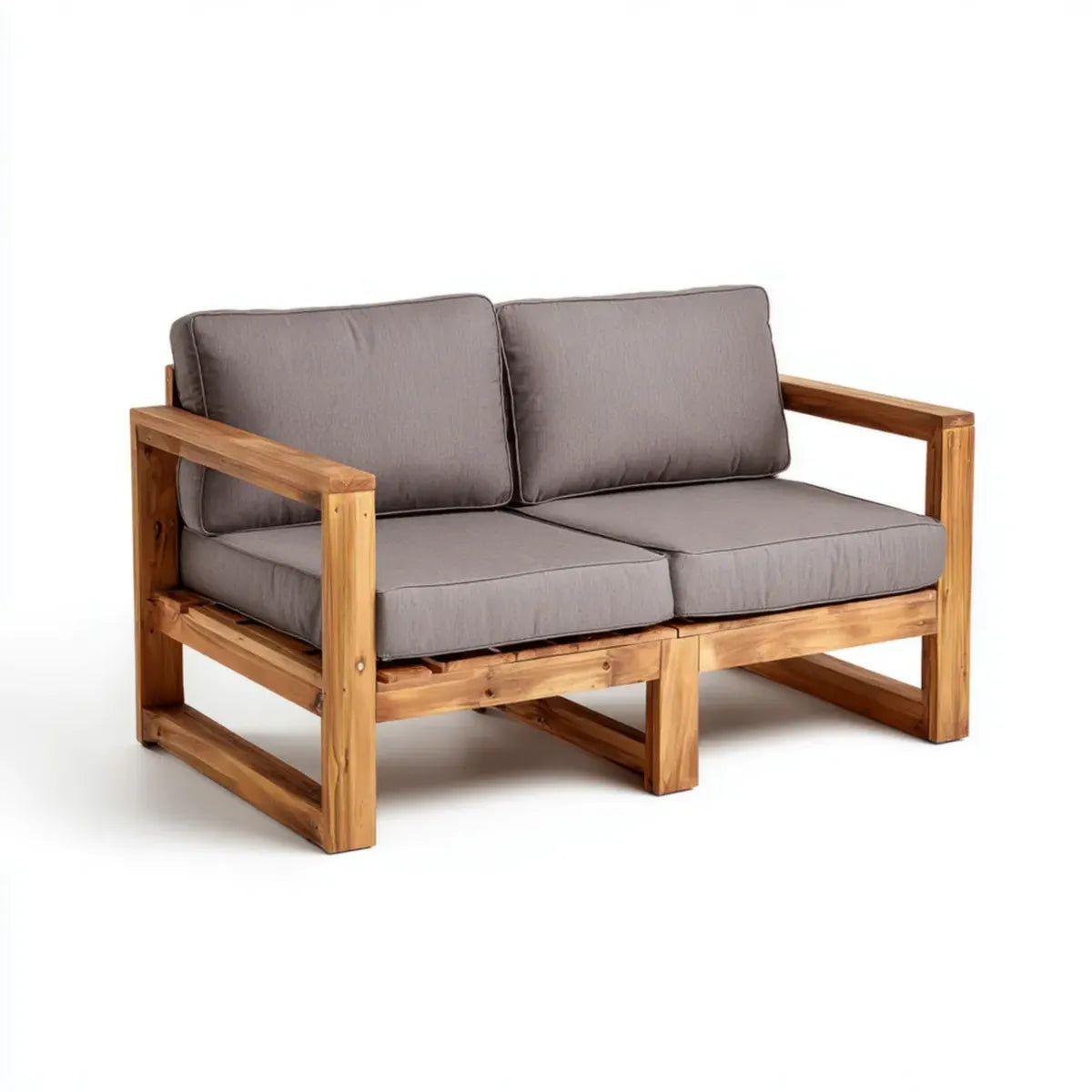 Sofa ogrodowa, Tapczan ogrodowy 2 miejsca szary w litym akacji drewna 120 x 65 x 75 cm prostokątna