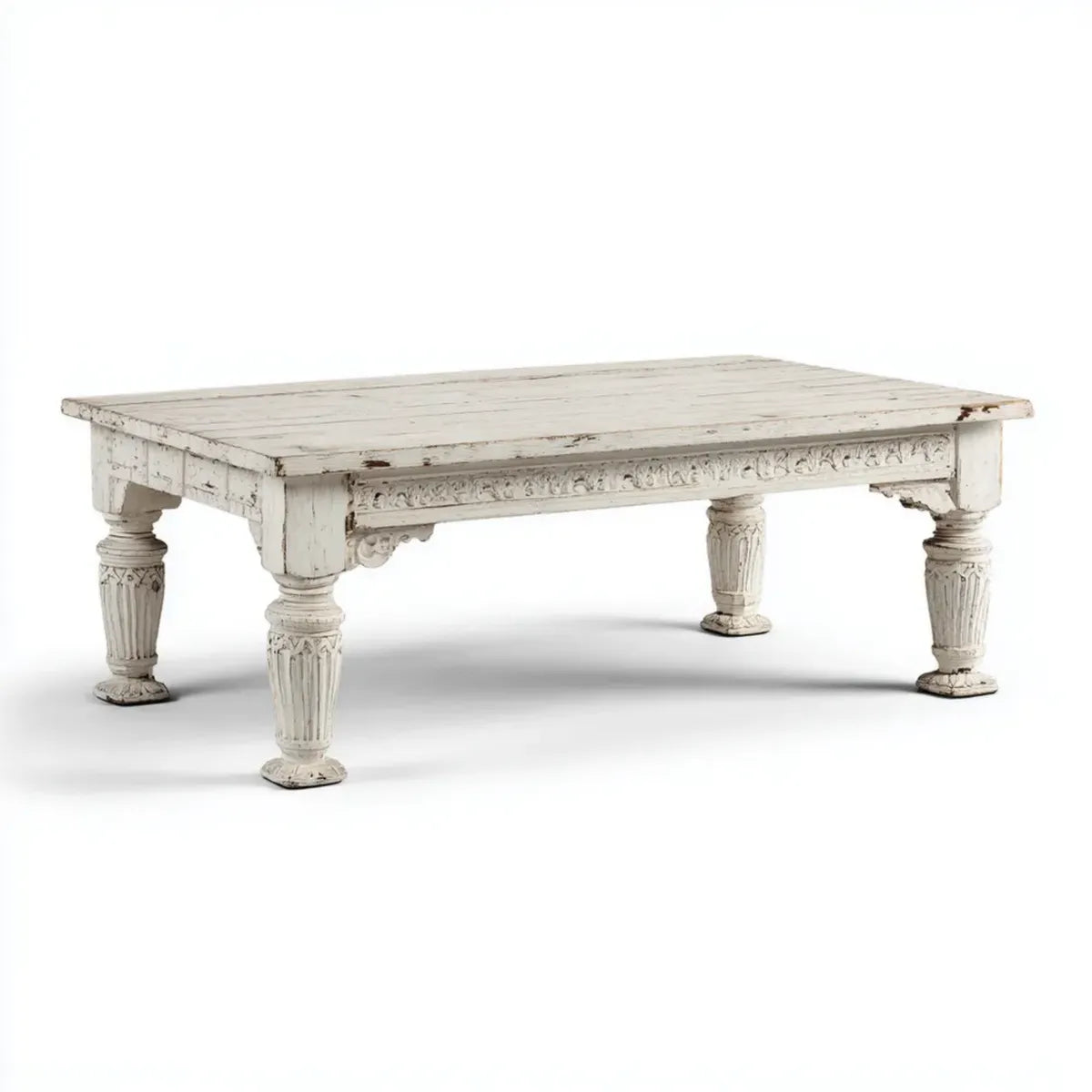 Stolik kawowy, Biały prostokątny stolik do kawy 120 x 70 x 45 cm w litym drewnie