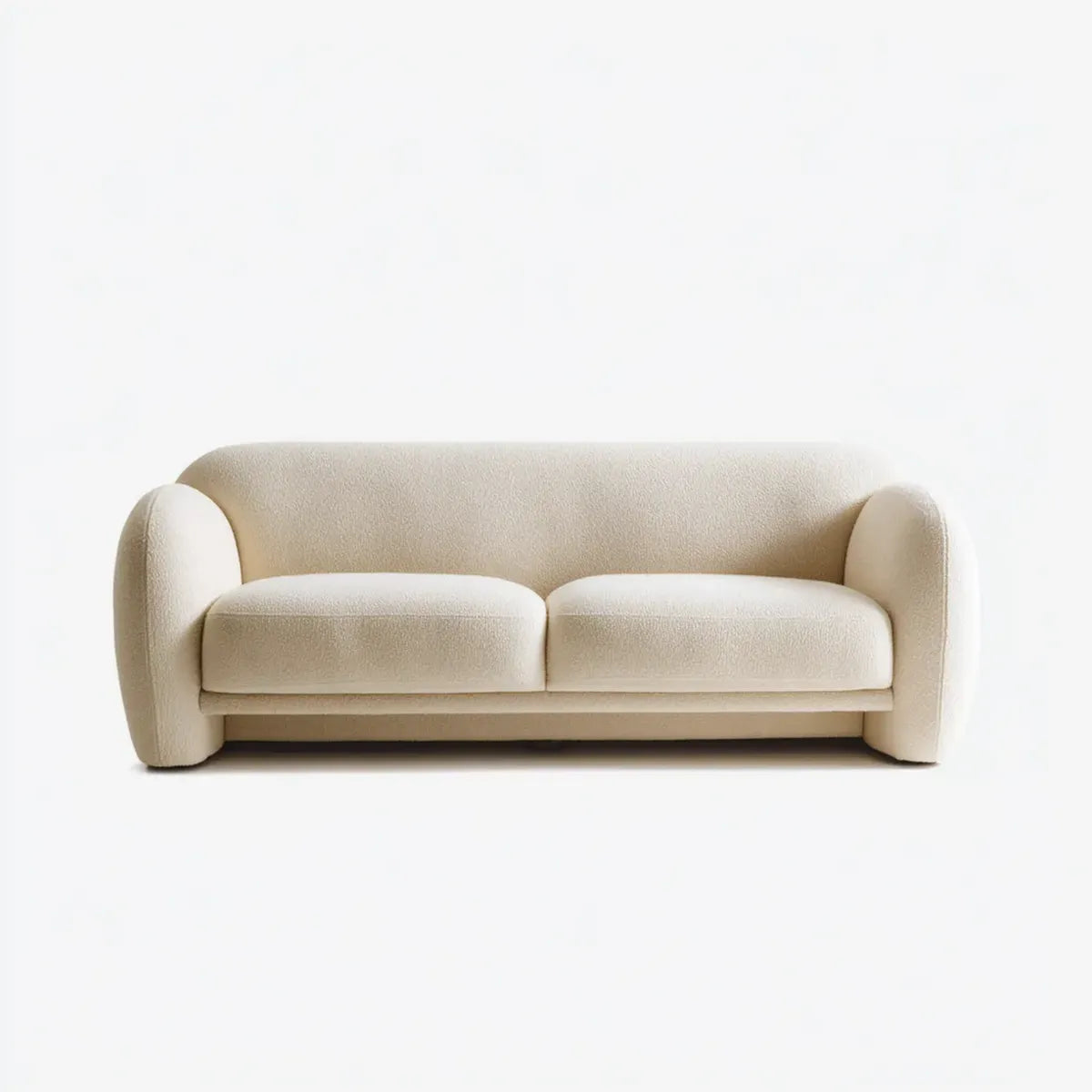 Sofa 2 fotele krem poliestrowy klamra 180 x 90 x 75 cm okrągły kształt