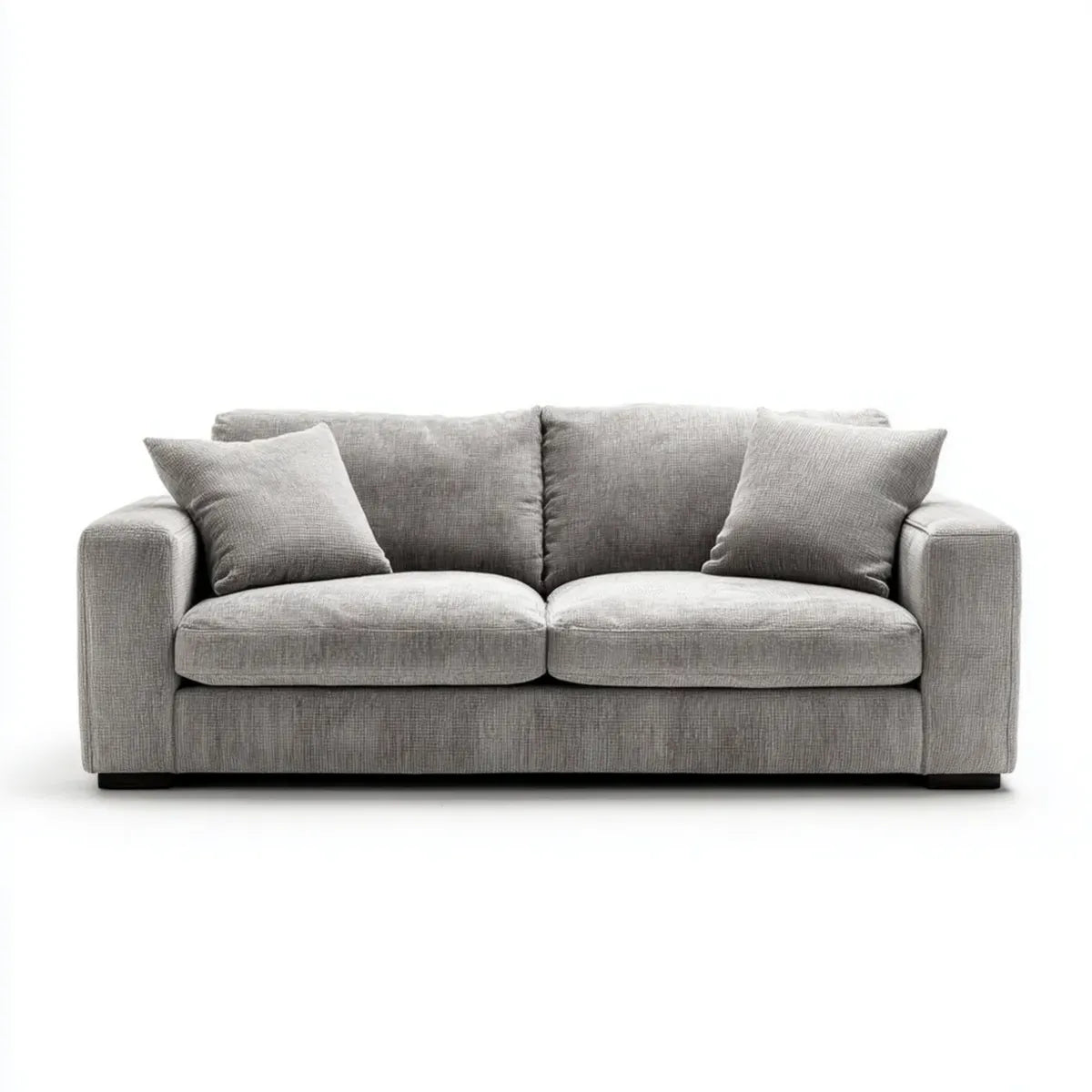 Sofa, 2 fotela prosta sofa szara poliester 180 x 90 x 85 cm
