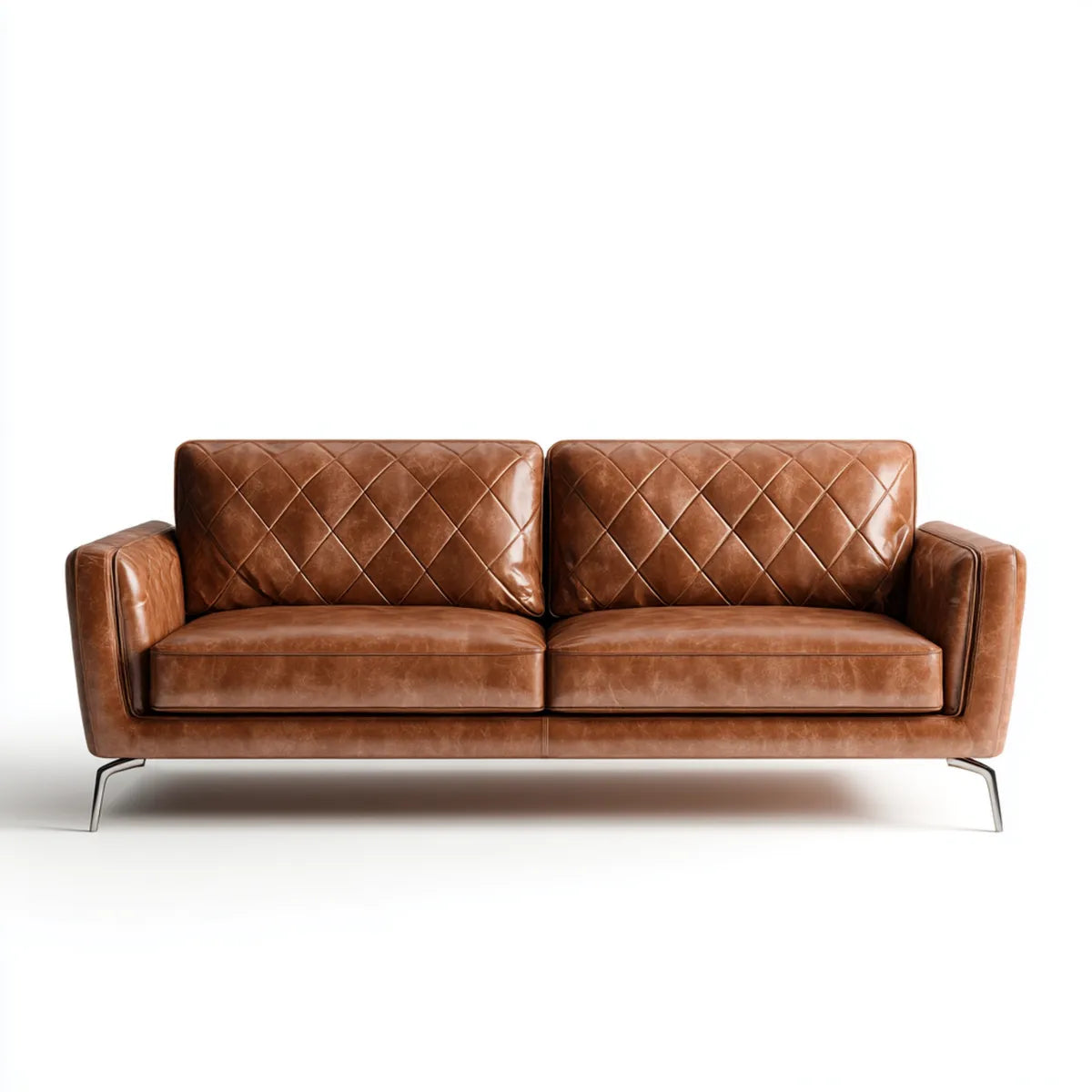 Sofa, 2 fotela prosta koniak 180 x 85 x 85 cm w poliuretanie kapitanowym